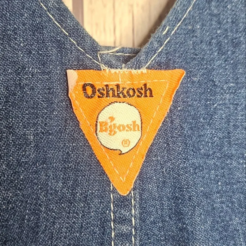 Vintage 70s Darkwash Oshkosh B'gosh Overall Dress, sz approx Med